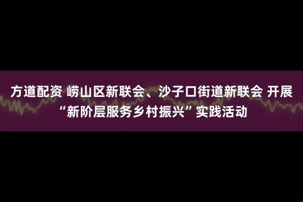 方道配资 崂山区新联会、沙子口街道新联会 开展“新阶层服务乡村振兴”实践活动